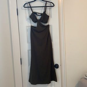 Verge Girl, olive green, cutout midi dress; size small; excellent condition